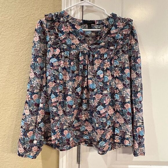 J Crew Esperanza Ruffle Front‎ Paisley Floral woman’s top size small - Picture 1 of 10